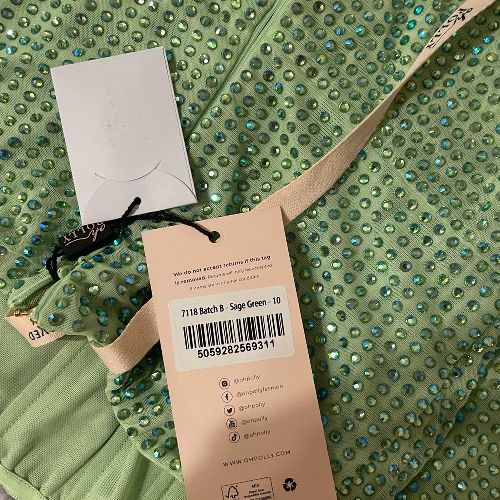 Oh Polly Daleyza Green Embellished Dress - Picture 7 of 7